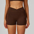 Cross Waist Yoga Shorts with Pockets