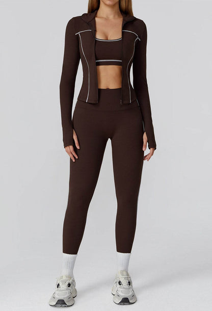 3 Pieces Athletic Wear with Sports Bra, Jacket and Legging