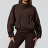Full Zip Athletic Jacket Cropped Coats with Pockets