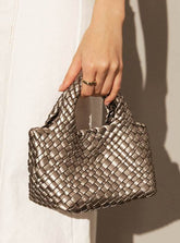 Pu Leather Weave Small Tote Bag