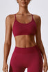 Strappy Back Seamless Sports Bra - Fashionable Fitness Choice 