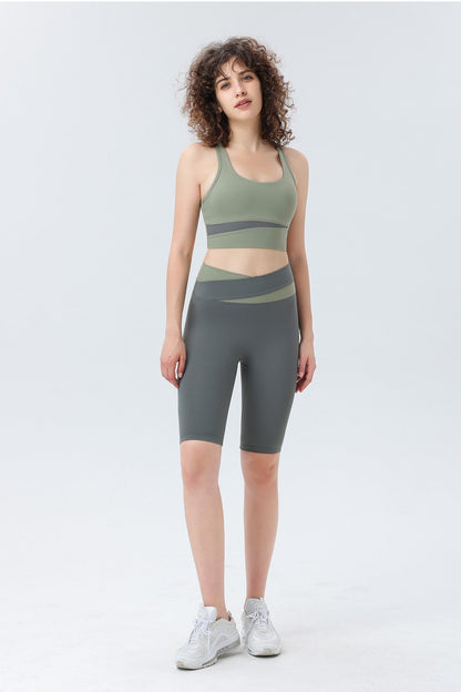 Color-block Crossover Biker Shorts