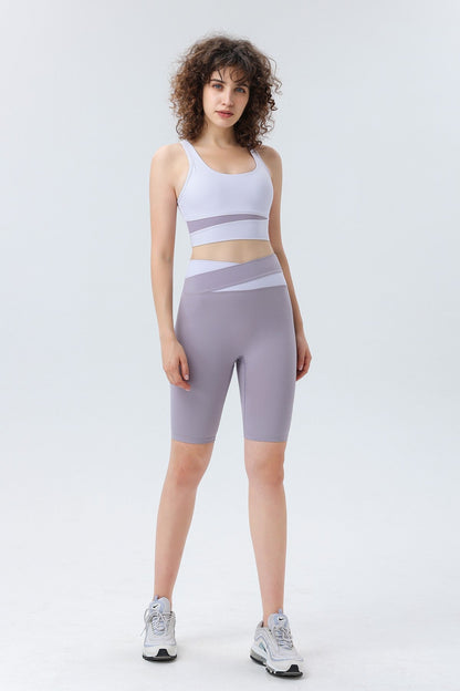 Color-block Crossover Biker Shorts