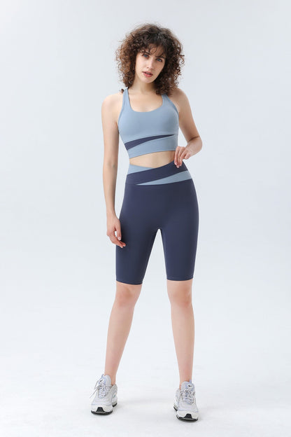 Color-block Crossover Biker Shorts
