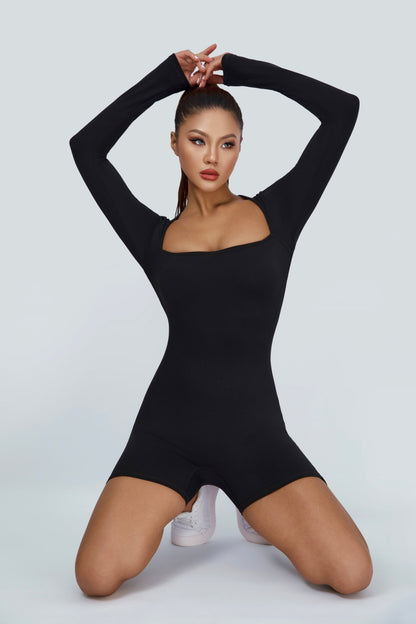 Square Neckline Long Sleeves Bodysuit