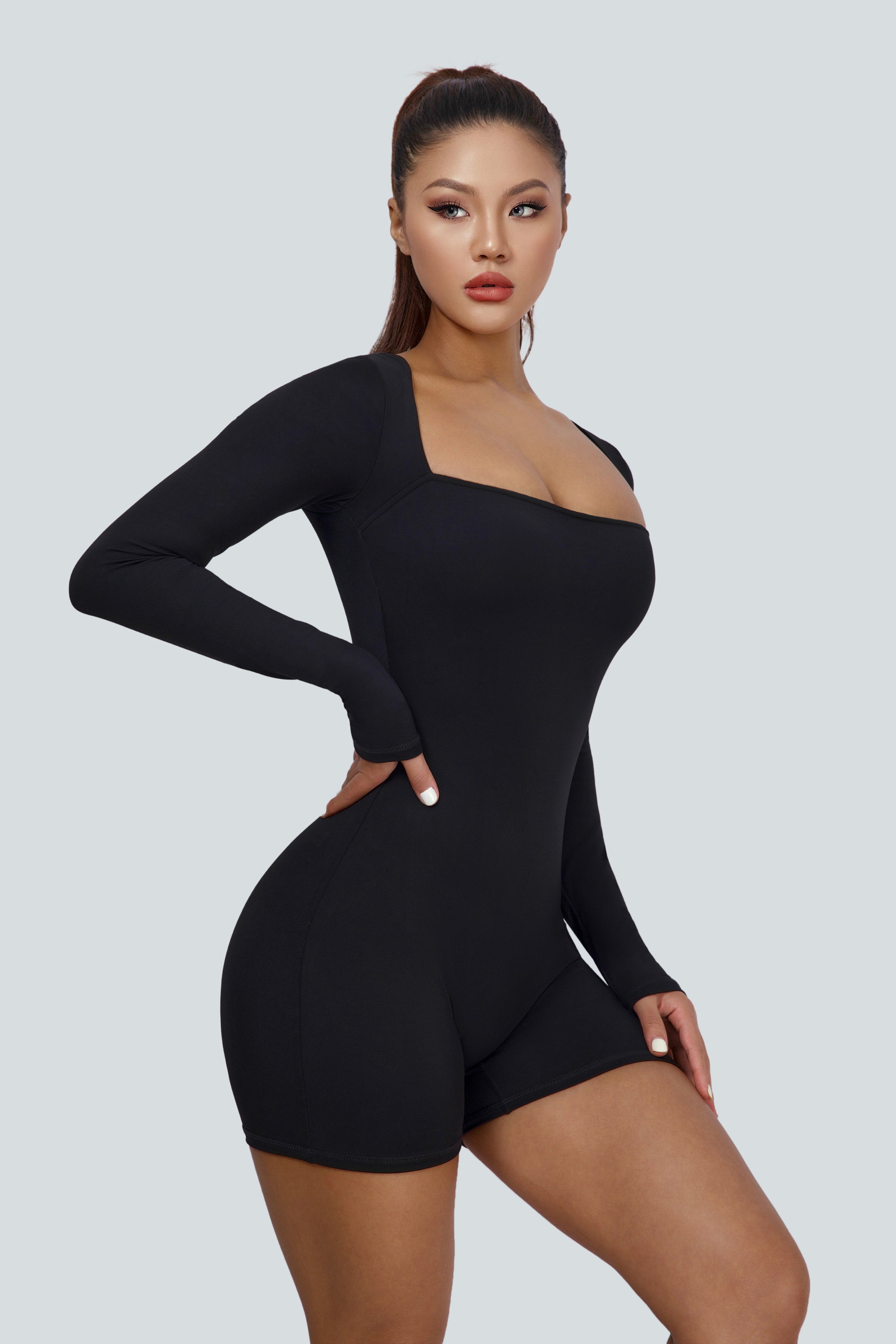 Square Neckline Long Sleeves Bodysuit