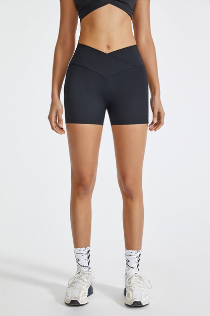 High-Rise Workout Crossover Waistband Shorts for Comfort and Style