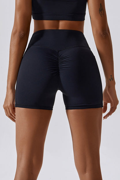 V-Waist Scrunch Mini Shorts With Pockets