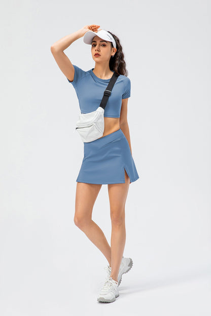 Crossover Tennis Skirt with Built-In Shorts - Stylish &amp; Functional