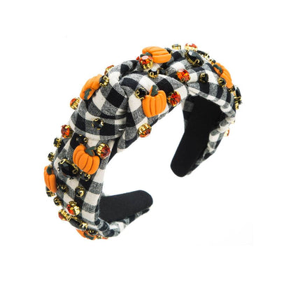 Halloween Crystal Knotted Headband Pumpkin Hair Accessories