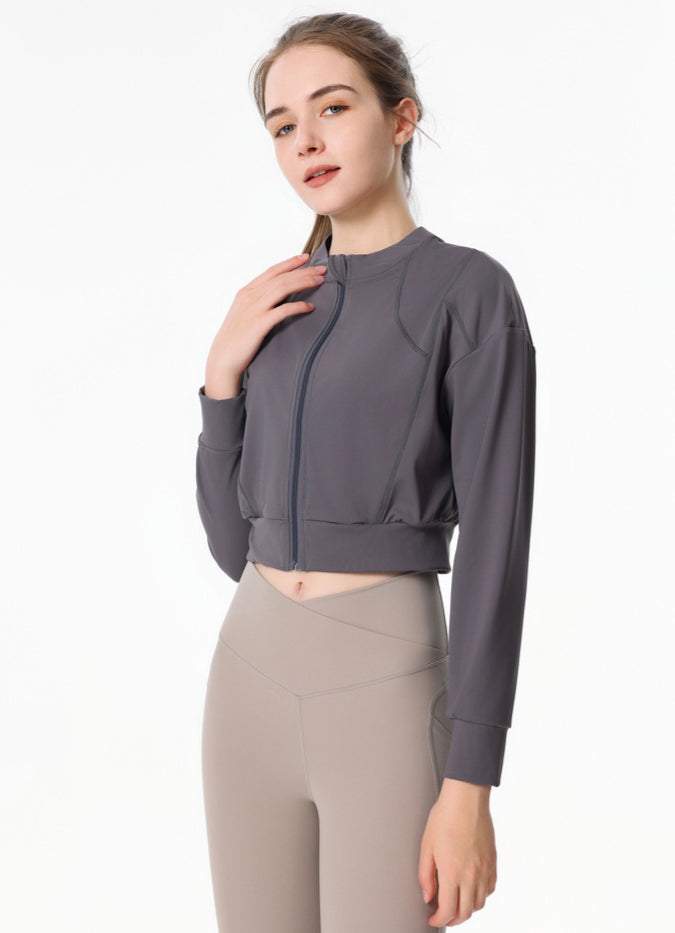 Ribbed Crop Workout Jacket | Trendy &amp; Functional Activewear