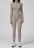 Long Sleeve Zip Front Sport Jumpsuits One Yoga Rompers