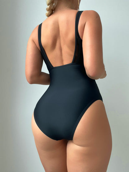 Contrast Mesh One Piece Swimsuit