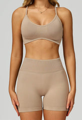 Sport Set with Color Block Sports Bras and Short