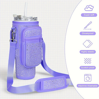 Adjustable Neoprene Water Bottle Sleeve with Phone Pocket