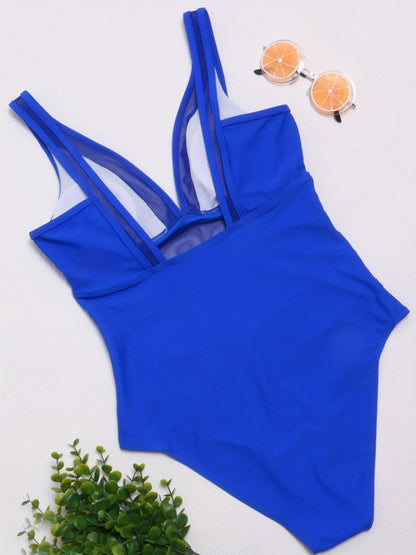 Contrast Mesh One Piece Swimsuit