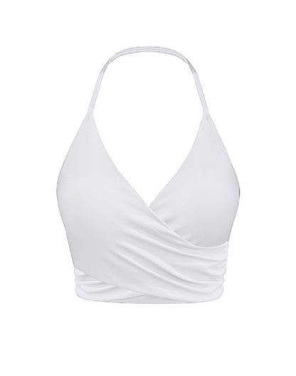Halter Sports Tank Crop Tops with Removable Bra Pad