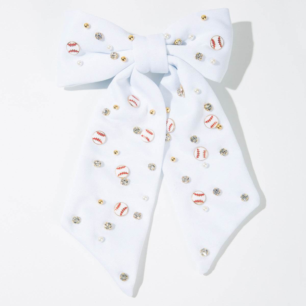 Game Day Hair Bow Clips Rhinestone Baseball Hair Accessories