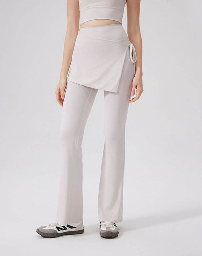 High Waisted Yoga Flare Leggings Wide Leg Pant with Skirt