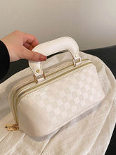 PU Leather Pouch Open Flat Cosmetic Bags with Handle