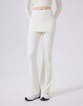 High Waisted Athletic Fake Two Pieces Flare Pant with Skirt