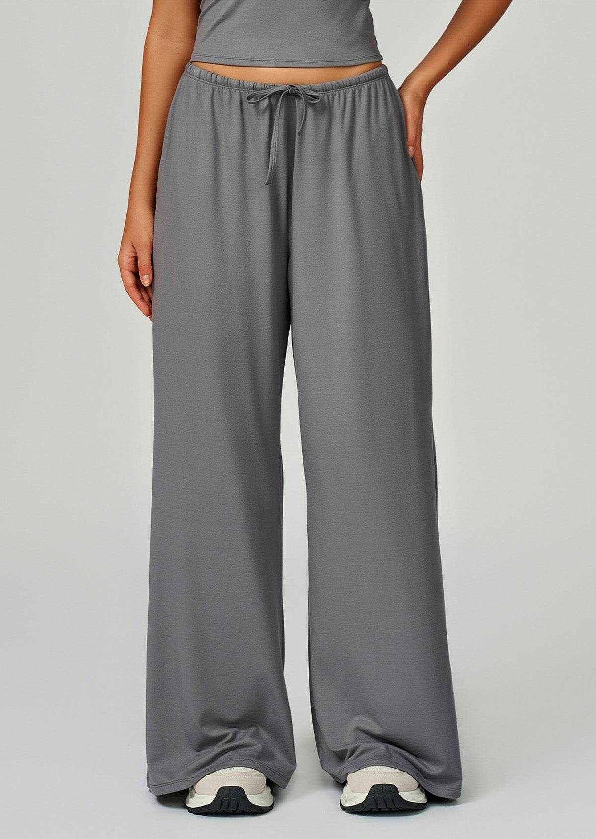 Athletic Wide Leg Lounge Pants with Drawstring and Pockets