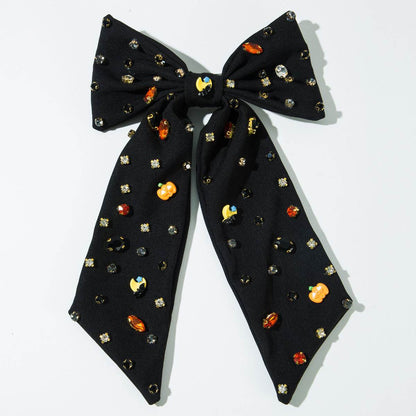Large Black Halloween Hair Bows Spooky Hair Clips