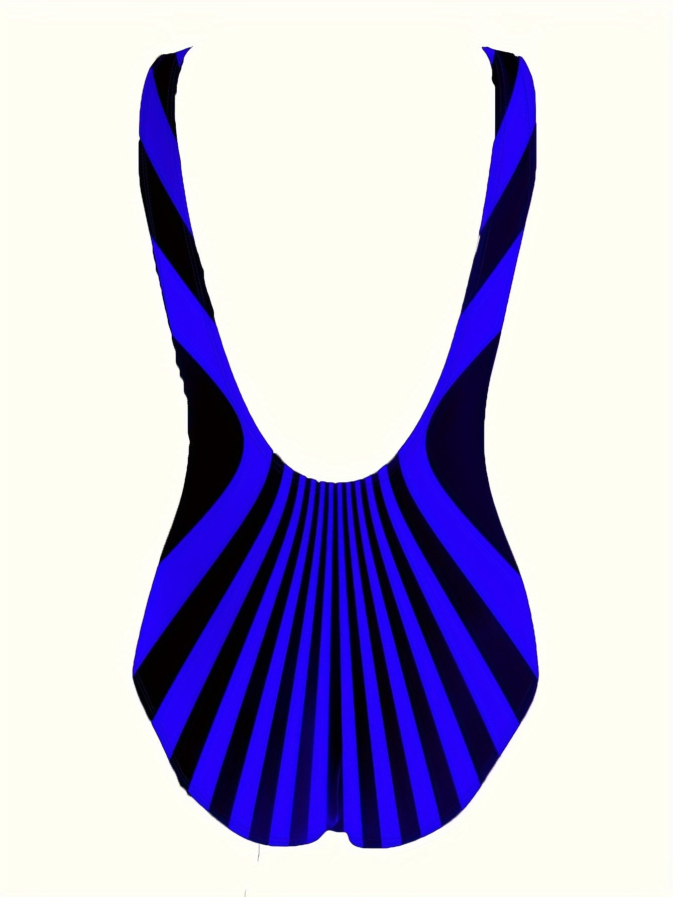 One-piece Retro Striped Color Block Backless Swimsuit