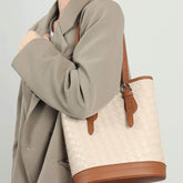 Leather Shoulder Bag Handheld Bucket Bag