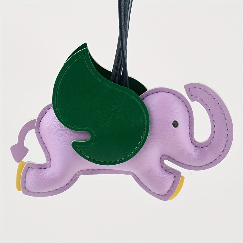 Flying Elephant PU Leather Keychain