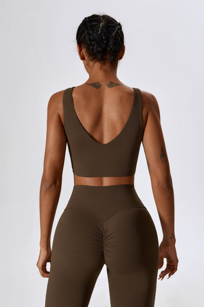 Deep Plunge Backless Tank Top - Stylish and Sporty Workout Wear