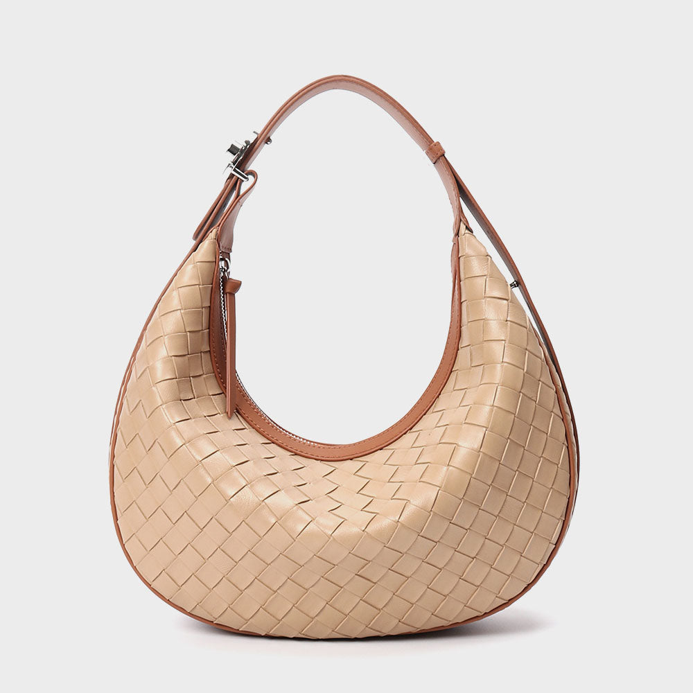 Woven Leather Handbag Half Moon Bag