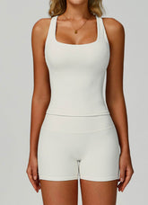 Ribbed Activewear Set with Sports Tank Top and Short