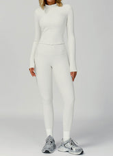 Ribbed Activewear Set with Running Jacket and Legging