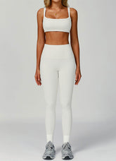 Ribbed Activewear Set with Sports Bra and Leggiing