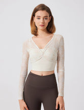 Floral Print Long Sleeve Workout Mesh T-Shirt