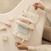 Solid Color Portable Cosmetic Bag with Handle