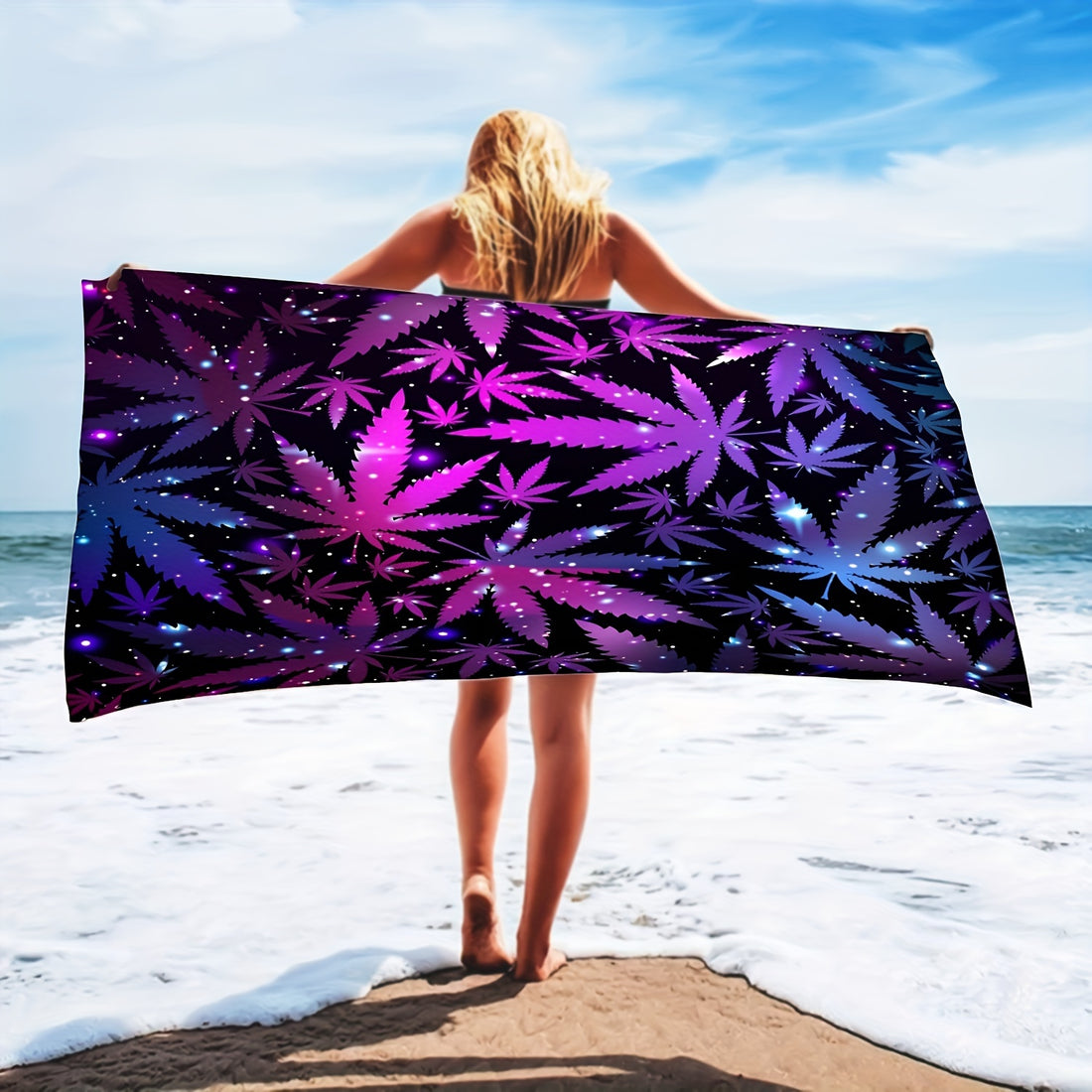 Leaf Plant Print Beach Towel