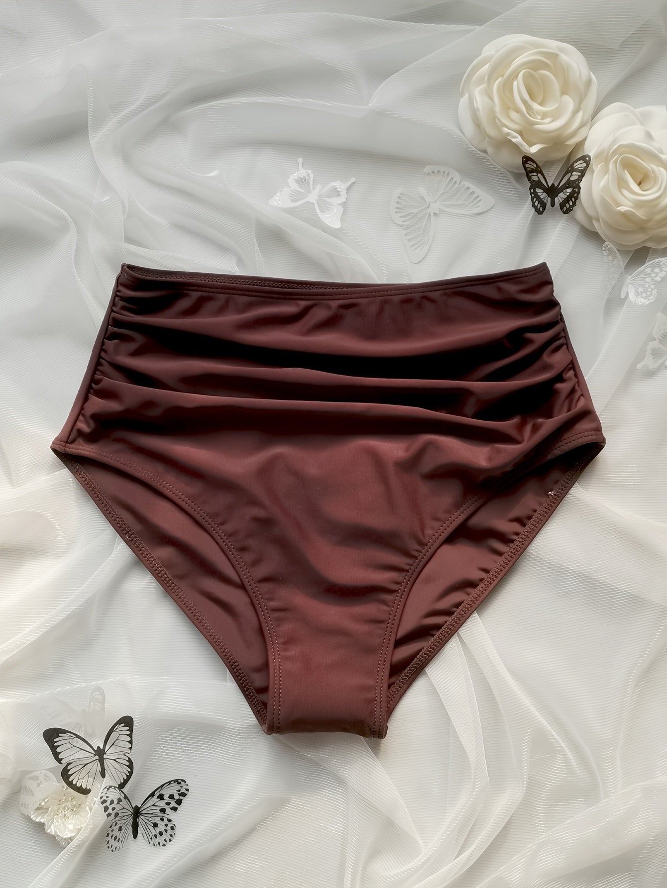 Flattering Ruched High Waist Tummy Control Swim Bottom