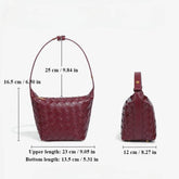 PU Woven Bucket Tote Handbag
