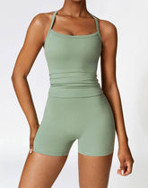 Athletic Wear with Criss Cross Back Tank Top and Short