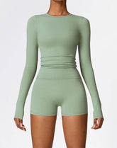 Athletic Wear with Long Sleeve Slim Fit T-Shirt and Short