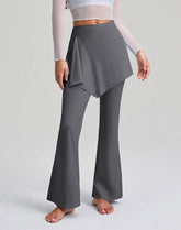 High Waisted Yoga Flare Pants Fake Two Piece Pant with Skirt