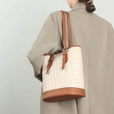 Leather Shoulder Bag Handheld Bucket Bag