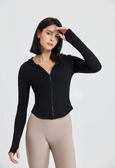 Long Sleeves Sports Hoodie with Thumb Holes