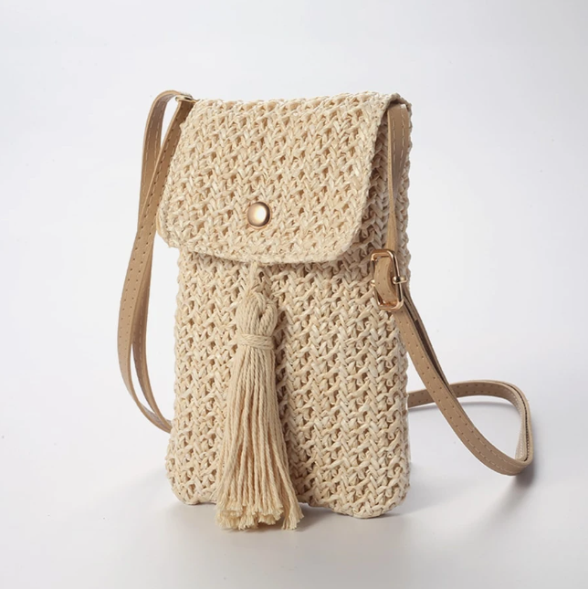 Straw Woven Cellphone Bag