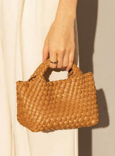 Pu Leather Weave Small Tote Bag