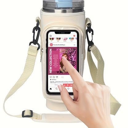 Touchscreen Insulated Cup Cover with Adjustable Strap