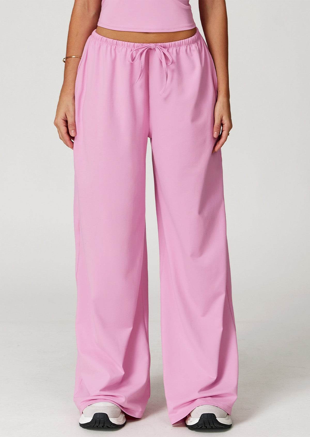 Athletic Wide Leg Lounge Pants with Drawstring and Pockets