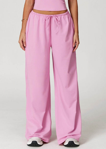 Athletic Wide Leg Lounge Pants with Drawstring and Pockets